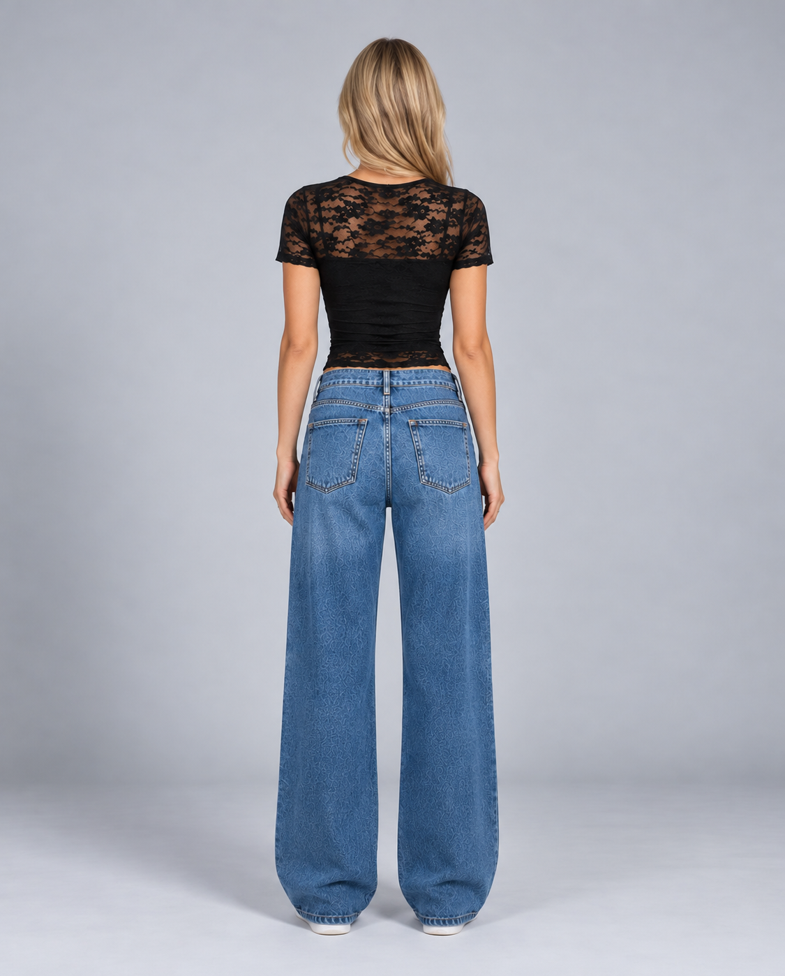 Millie Romance Cropped Scalloped Lace Top - Black